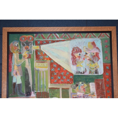 251 - Vincent Bennett (Plymouth 1910-1993), oil on board, 'Silent Cinema', 75cm x 75cm, framed. ARR applie... 