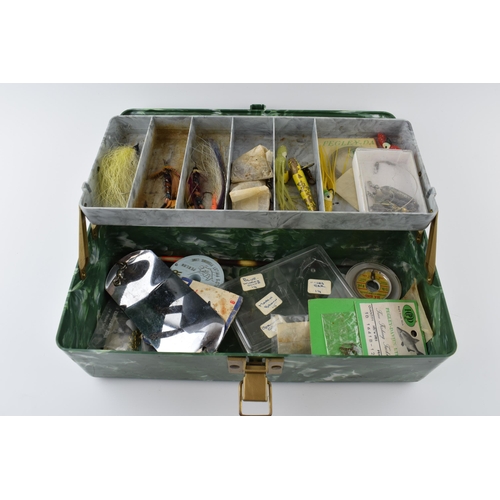 280 - Vintage Plano Beachcomber fishing box and contents to include lures, weights and others.