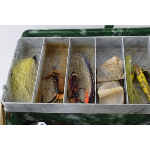 280 - Vintage Plano Beachcomber fishing box and contents to include lures, weights and others.