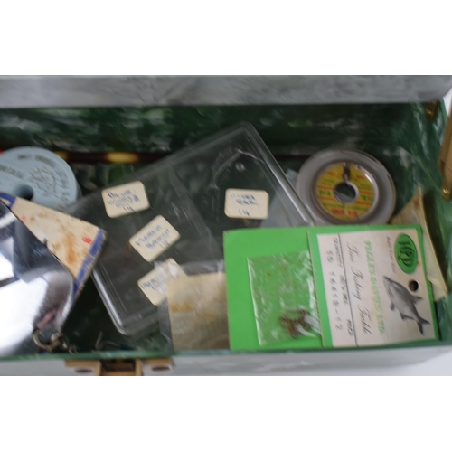 280 - Vintage Plano Beachcomber fishing box and contents to include lures, weights and others.