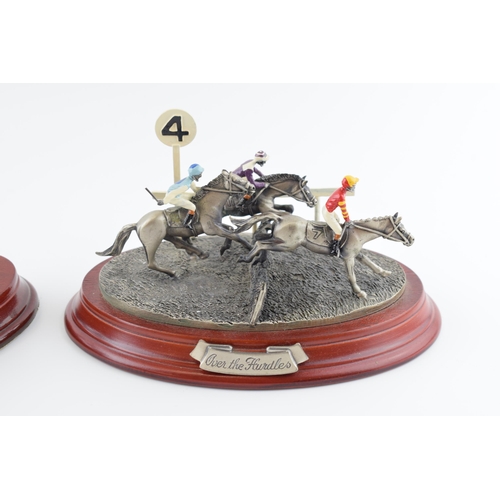 281 - Boxed pair of Mark Models horse racing figural tableaus to include Over The Hurdles and Turning For ... 