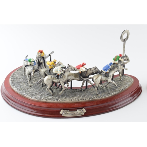 281 - Boxed pair of Mark Models horse racing figural tableaus to include Over The Hurdles and Turning For ... 