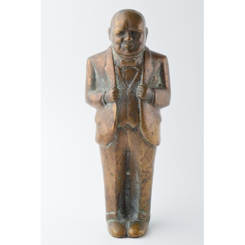 292 - Bronze figure of Sir Winston Churchill with a cigar, made from a sand casting, impressed 'CT 1943', ... 