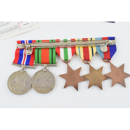 373 - World Way Two 8th Army medals to include the Africa Star, Italy Star, 1939-1945 Star, the Defence Me... 