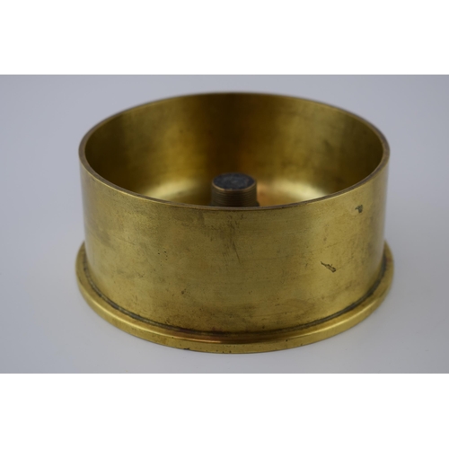 376 - Large 1958 brass shell base / trench art, 16.5cm diameter.