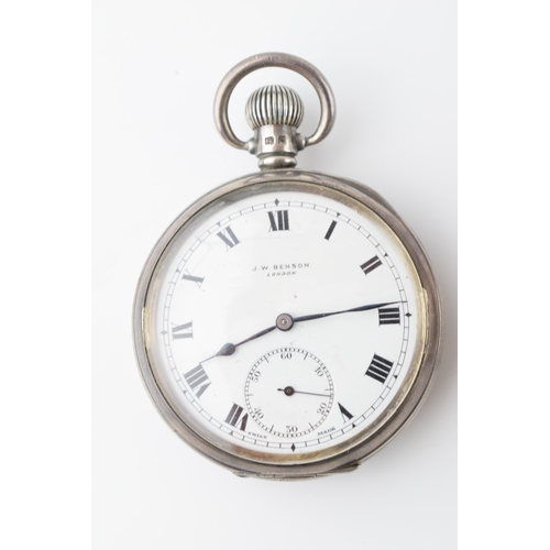 417 - A pair of silver pocket watches to include a sterling silver Benson open face pocket watch with a .8... 