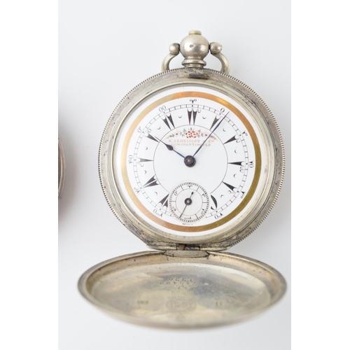 417 - A pair of silver pocket watches to include a sterling silver Benson open face pocket watch with a .8... 