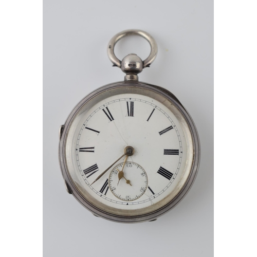 418 - Large sterling silver pocket watch, in working order, Chester 1892, 52mm.