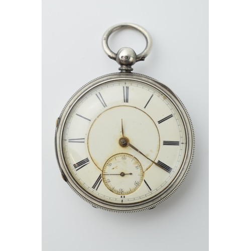 419 - Hallmarked silver pocket watch, working order, Chester 1884, 53mm.