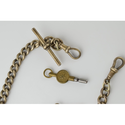 435 - Hallmarked silver Albert chain, 46.2 grams, 40cm long, with a collection of keys.