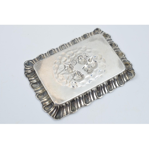 448 - Hallmarked silver tray with Reynold's Angels design, Birmingham 1907, 28.1 grams, 10cm diameter.