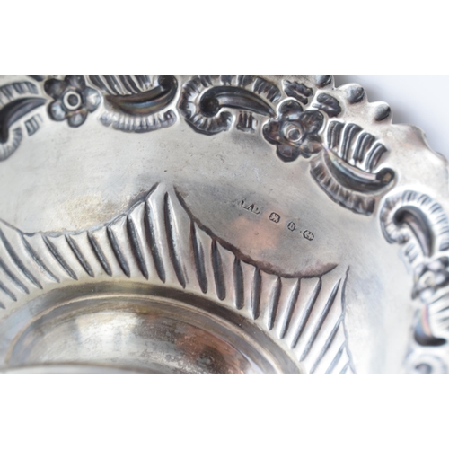 457 - Hallmarked silver sweet dish / pedestal basket with ornate handle, Birmingham 1895, 11.5cm diameter,... 