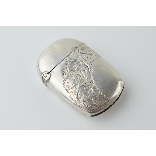 460 - Hallmarked silver vesta case with engraved decoration, 15.4 grams, Birmingham 1895.