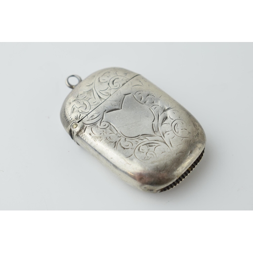 461 - Hallmarked silver vesta case with engraved decoration, 20.6 grams, Birmingham 1901.