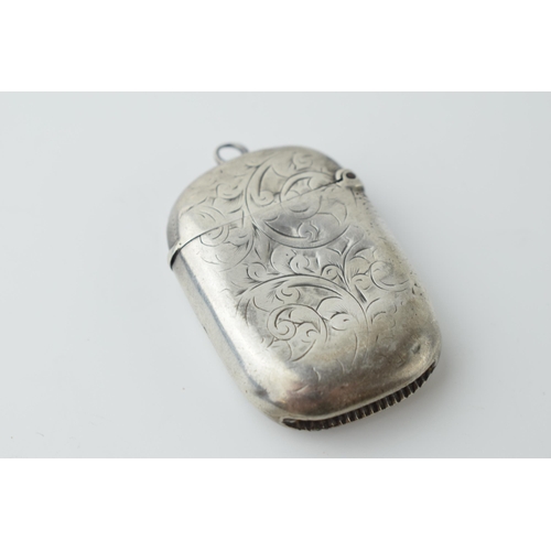 461 - Hallmarked silver vesta case with engraved decoration, 20.6 grams, Birmingham 1901.