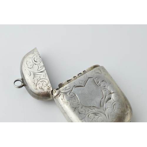 461 - Hallmarked silver vesta case with engraved decoration, 20.6 grams, Birmingham 1901.