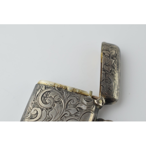 465 - Hallmarked silver vesta case with engraved decoration, 16.6 grams, Chester 1903.