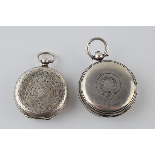 469 - A pair of ladies silver pocket watches to include a silver 0.935 example and a sterling Thomas Russe... 