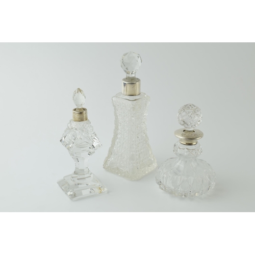 476 - Silver and glass perfume bottle, London 1928, H Perkins & Sons, 10cm tall, a silver and glass perfum... 