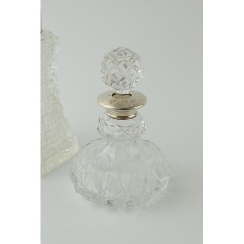 476 - Silver and glass perfume bottle, London 1928, H Perkins & Sons, 10cm tall, a silver and glass perfum... 