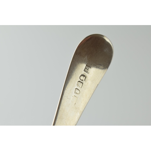 491 - 18th century silver straining spoon, London 1797, George Smith & Thomas Hayter, 95.5 grams, 29cm lon... 