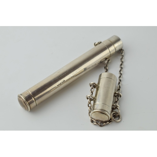 492 - Samson Mordan silver pen / thermometer case Chester 1905, 11.5cm long, 20.7 grams.