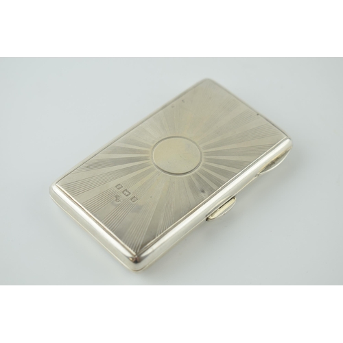 494 - Silver card case with engineered decoration with fitted leather interior, H Woodward & Co, Birmingha... 