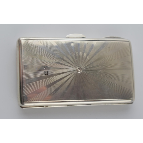 494 - Silver card case with engineered decoration with fitted leather interior, H Woodward & Co, Birmingha... 