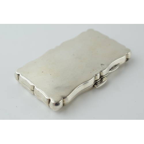 495 - Silver card case, Birmingham 1920, with lined interior. gross weight 49.0 grams.