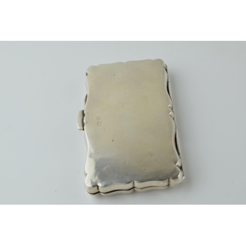 495 - Silver card case, Birmingham 1920, with lined interior. gross weight 49.0 grams.