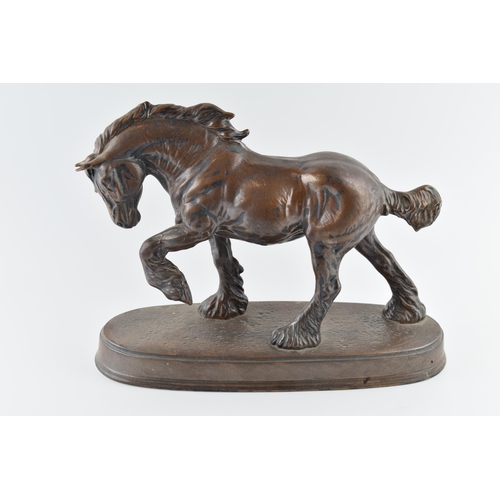 55 - Beswick bronzed models of a shire horse in action and a retriever from the Britannia collection (2 -... 