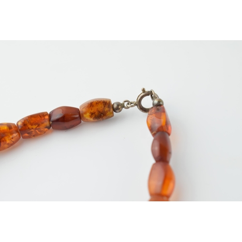 560 - A graduated set of baltic amber (or similar) beads as a necklace with white metal clasp, circa 29 gr... 