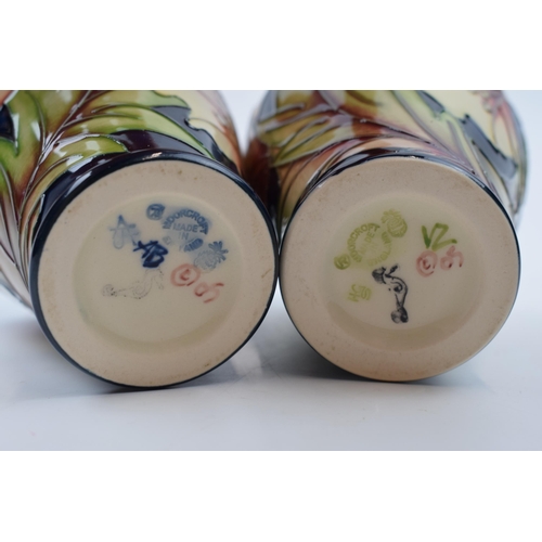 73 - Moorcroft 'Ode To May' pair of ovoid vases, 576/4 (2), 11cm tall.