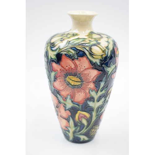 83 - Boxed Moorcroft trial vase in the Pheasant's Eye pattern, 72/6, 2000, 16cm tall.