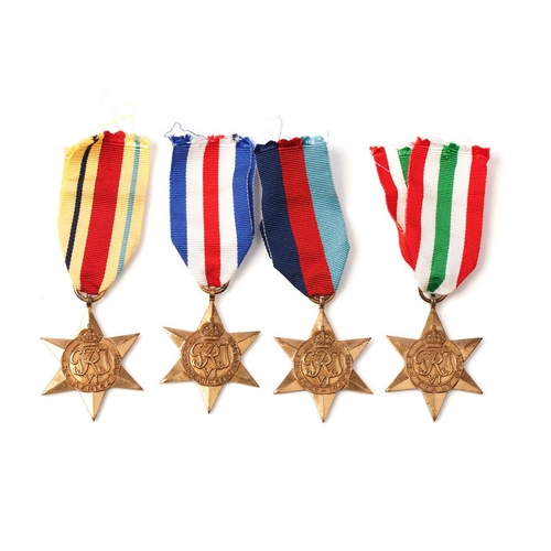 367 - A set of 4 World War Two star medals with ribbons to include The Africa Star, The France and Germany... 