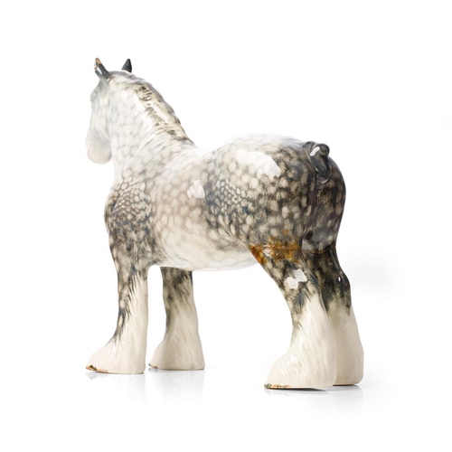 63 - Early Beswick 4 hole Rocking Horse Grey 818 shire with early painted decoration with blue / grey ton... 