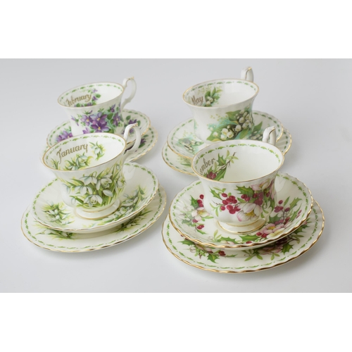 167 - Royal Albert Flower of the Month trios to include February, May, January and Decembers (12).