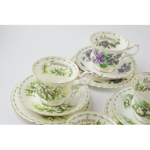 167 - Royal Albert Flower of the Month trios to include February, May, January and Decembers (12).