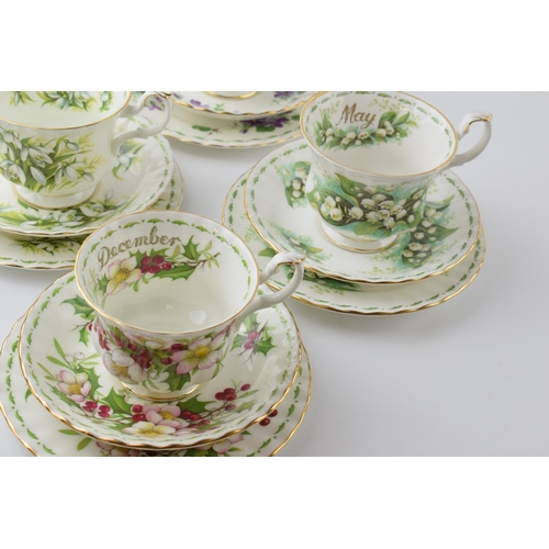 167 - Royal Albert Flower of the Month trios to include February, May, January and Decembers (12).