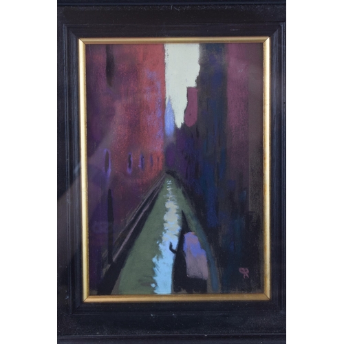 258 - Gondola in a Dark Side. Canal Study of Venice. Robin Pickering May 2005. In original frame. 36cm x 4... 