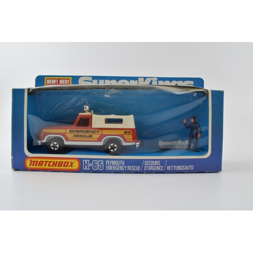 300 - Boxed Matchbox Super Kings K-19 Group 4 Security Truck, K-65 Plymouth Emergency Mountain Rescue Vehi... 