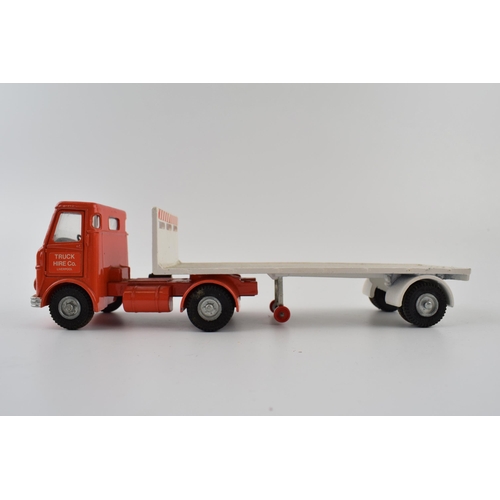 314 - Dinky 915 A.E.C. with Flat Trailer, (orange cab, white interior, silver trim, cast hubs) 'Truck Hire... 