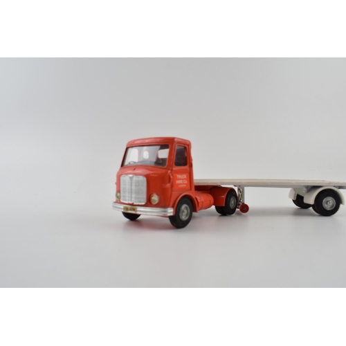 314 - Dinky 915 A.E.C. with Flat Trailer, (orange cab, white interior, silver trim, cast hubs) 'Truck Hire... 