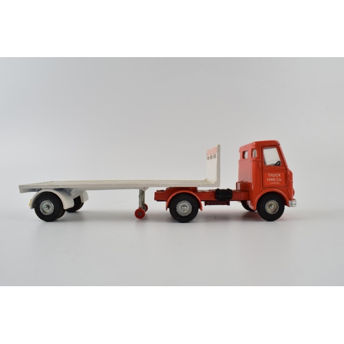 314 - Dinky 915 A.E.C. with Flat Trailer, (orange cab, white interior, silver trim, cast hubs) 'Truck Hire... 