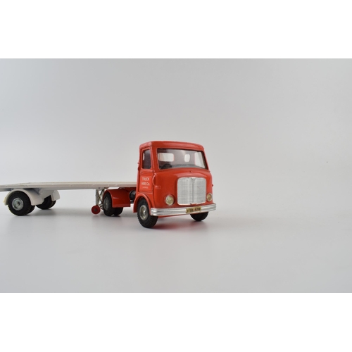 314 - Dinky 915 A.E.C. with Flat Trailer, (orange cab, white interior, silver trim, cast hubs) 'Truck Hire... 