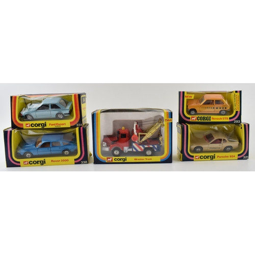 318 - Corgi Toys die-cast collectables to include, 293 Renault 5TS, 321 Porsche 924, 334 Ford Escort, 338 ... 