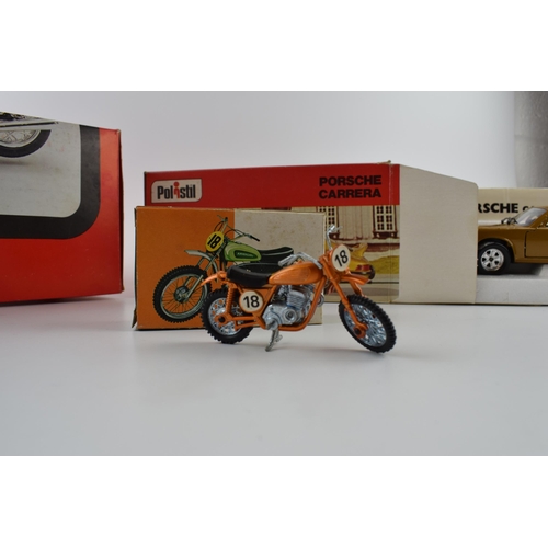 328 - Polistil die-cast model Porsche Carrera Made in italy c.1976, Polistil Yamaha 750 1:10 motorcycle c.... 