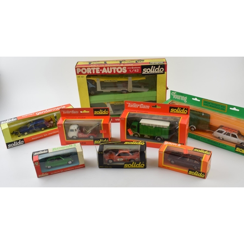 339 - A collection of vintage Solido boxed toys to include. N0. 616 Peugeot 504 with Horse Box, No, 373 Ca... 