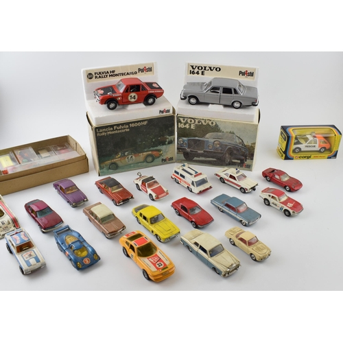 341 - A mixed collection of boxed and unboxed vintage die-cast model cars to include, Polistil 164E boxed,... 