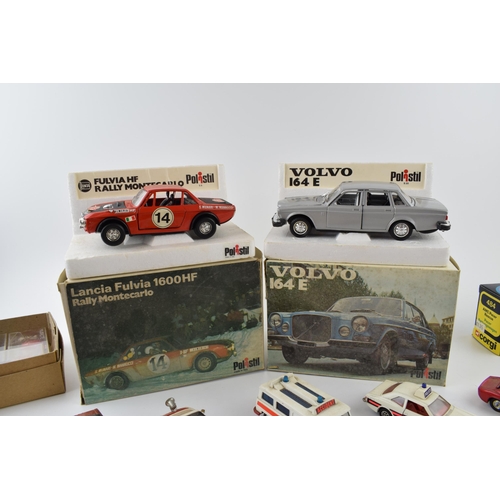 341 - A mixed collection of boxed and unboxed vintage die-cast model cars to include, Polistil 164E boxed,... 